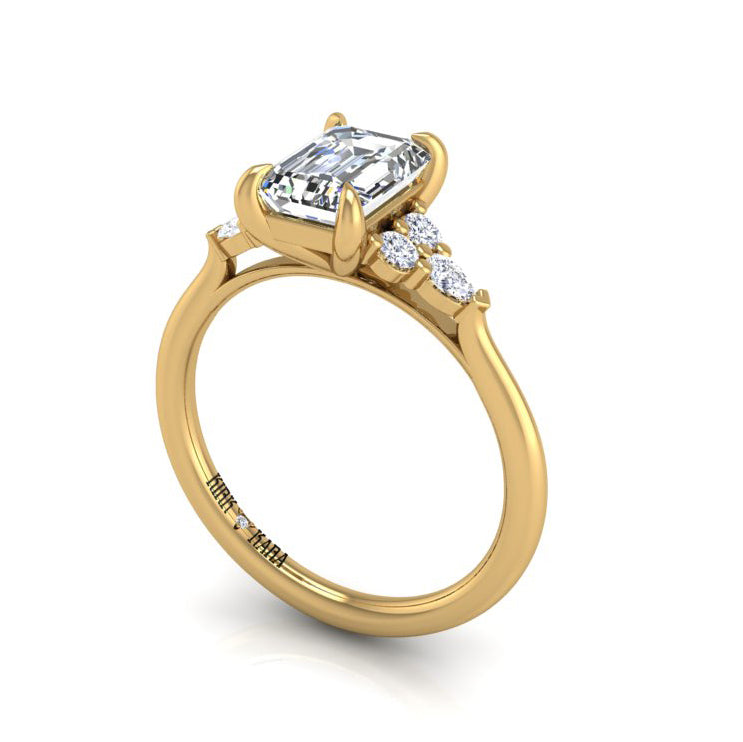 Preset Cluster Side Stone Emerald Lab Diamond Engagement Ring