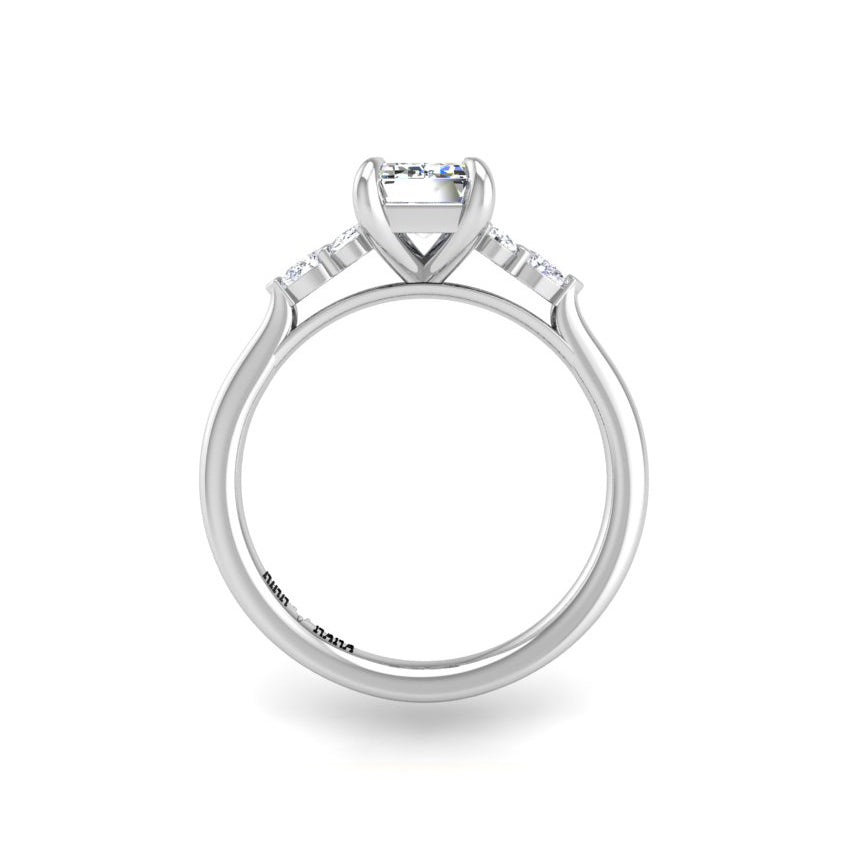 Preset Cluster Side Stone Emerald Lab Diamond Engagement Ring