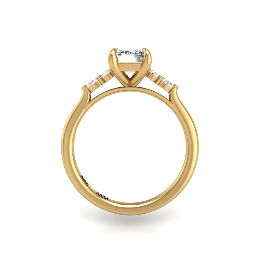 Preset Cluster Side Stone Emerald Lab Diamond Engagement Ring