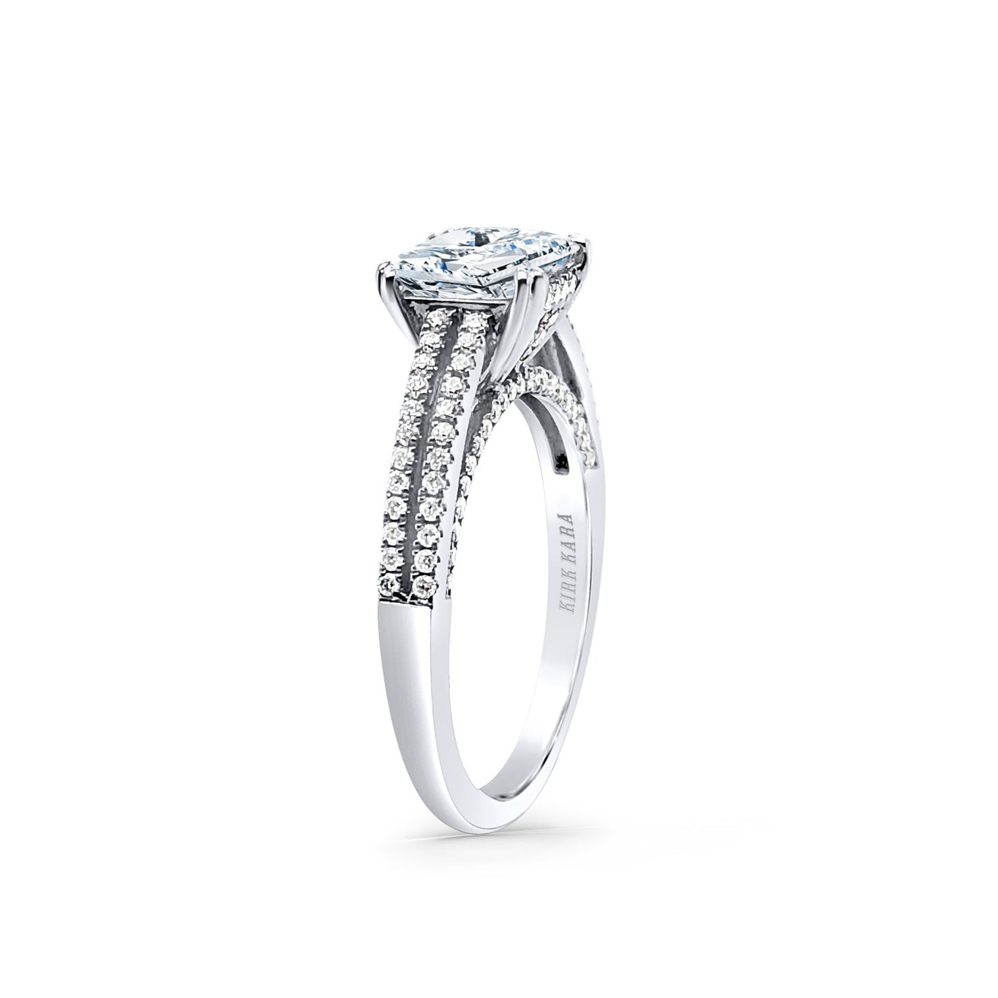 18K White Gold Split Shank Cathedral Diamond Engagement Ring