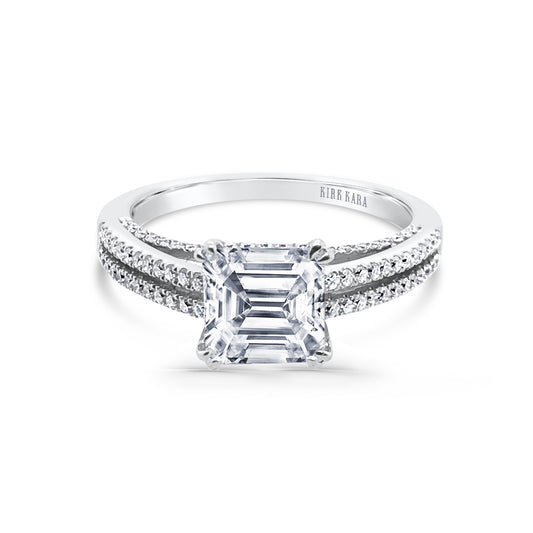 18K White Gold Split Shank Cathedral Diamond Engagement Ring