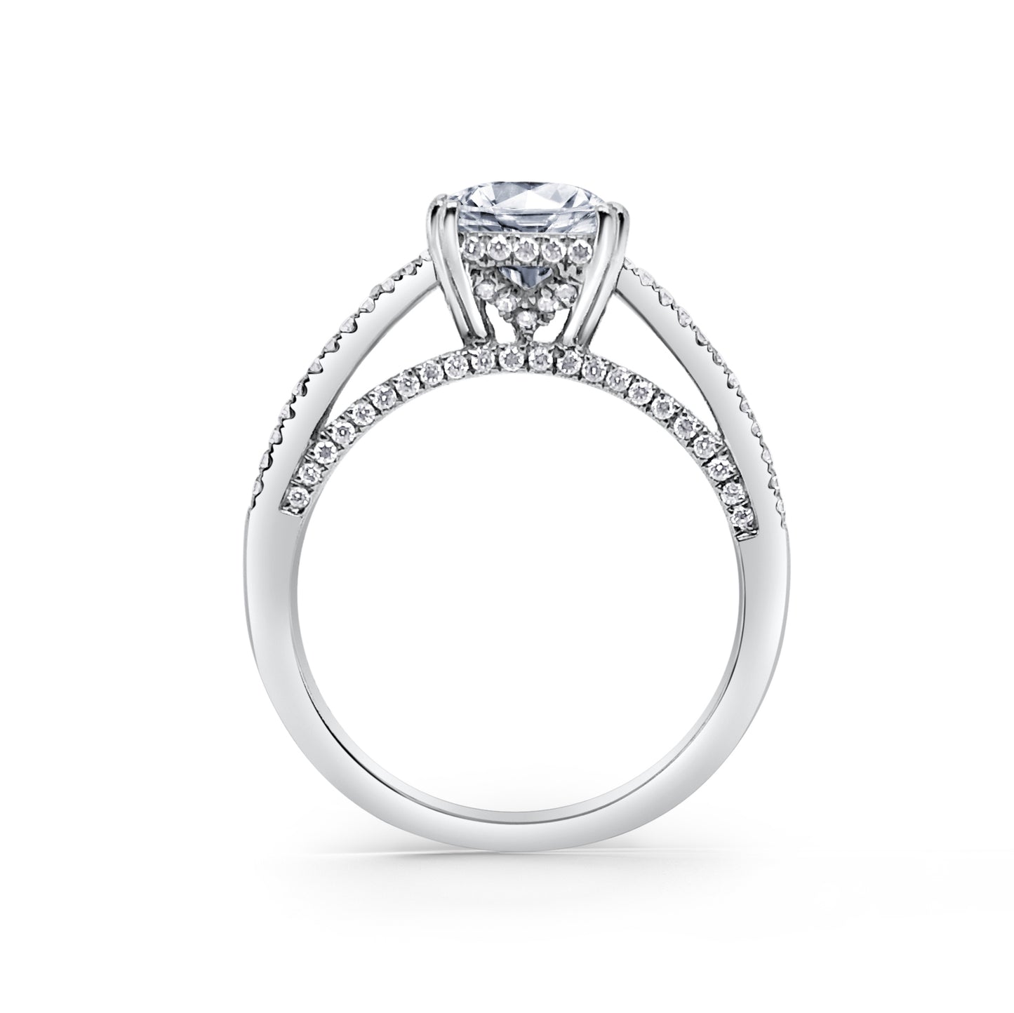 18K White Gold Split Shank Diamond Engagement Ring