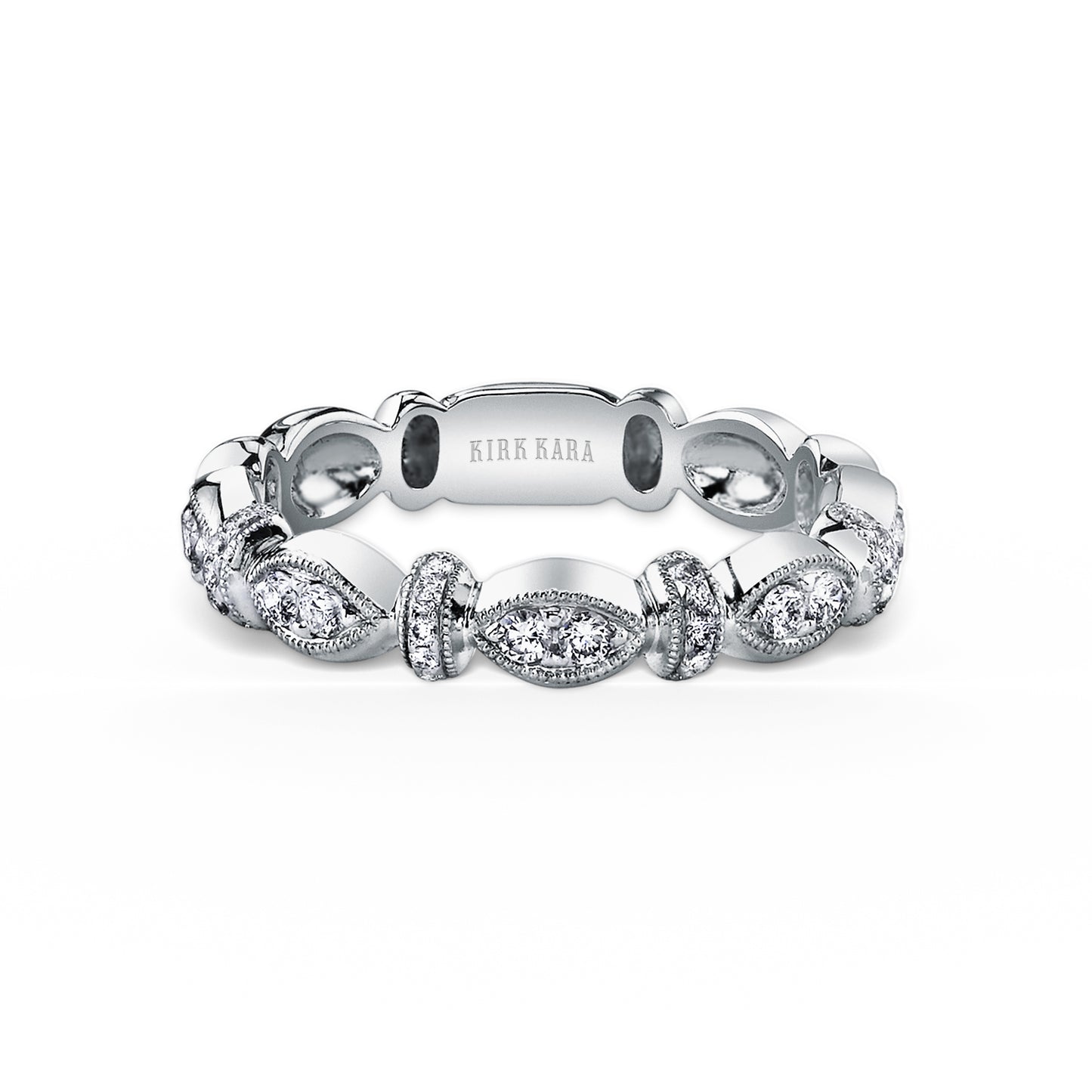 14K White Gold Diamond Designer Geometric Bar Eternity Wedding Band
