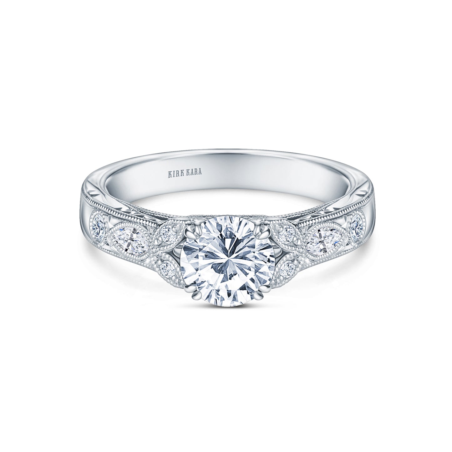 Leaf Marquise Diamond Engagement Ring