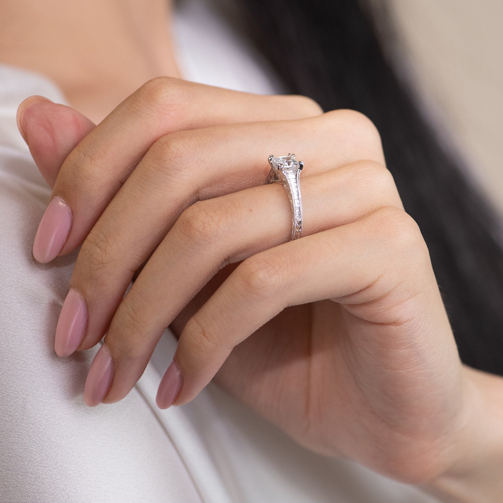 Channel Set Solitaire Channel set wedding band with solitaire 60 photos - Vianawedding.com