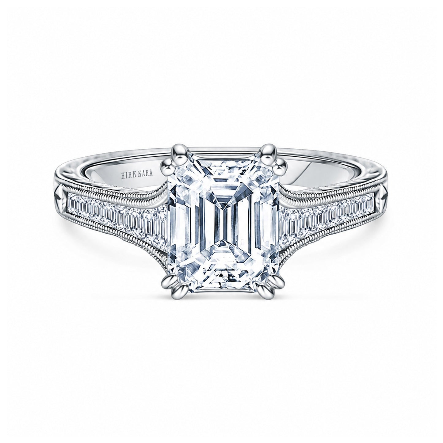 Channel Set Graduated Baguette Diamond Engagement Ring