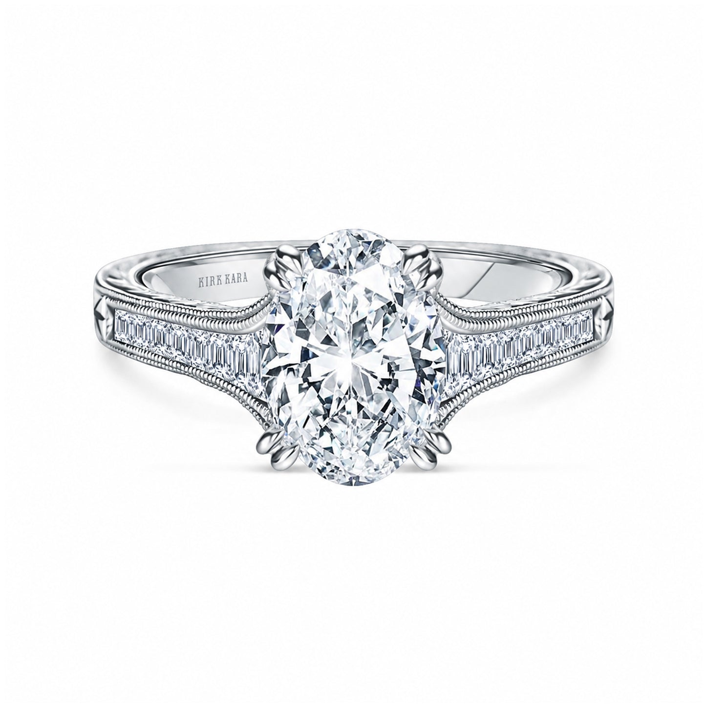 Channel Set Graduated Baguette Diamond Engagement Ring