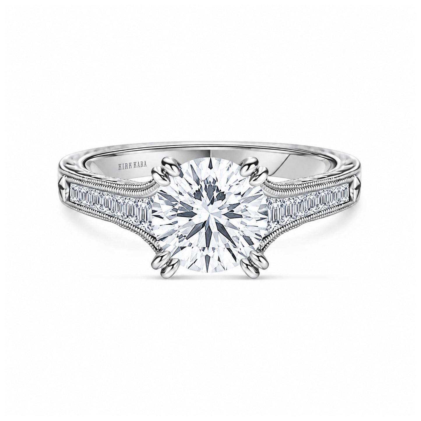 Channel Set Graduated Baguette Diamond Engagement Ring