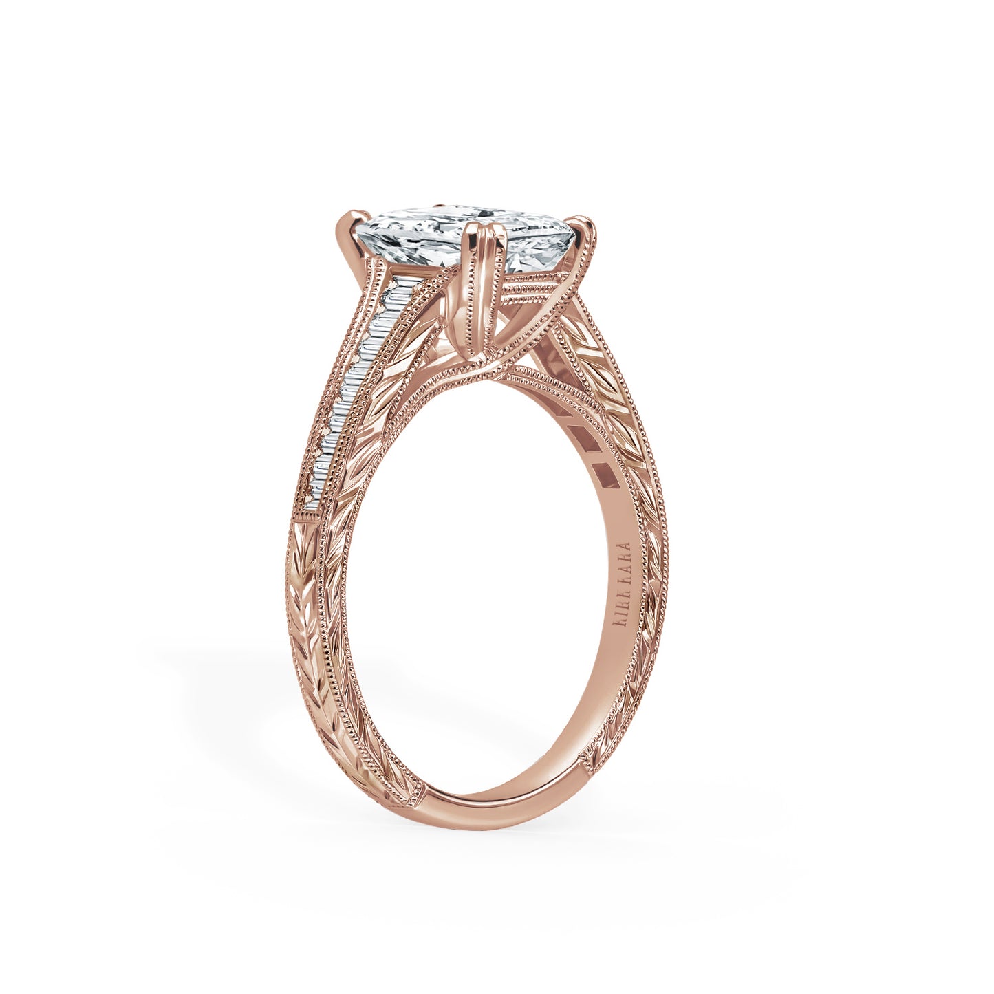 Channel Set Graduated Baguette Diamond Engagement Ring