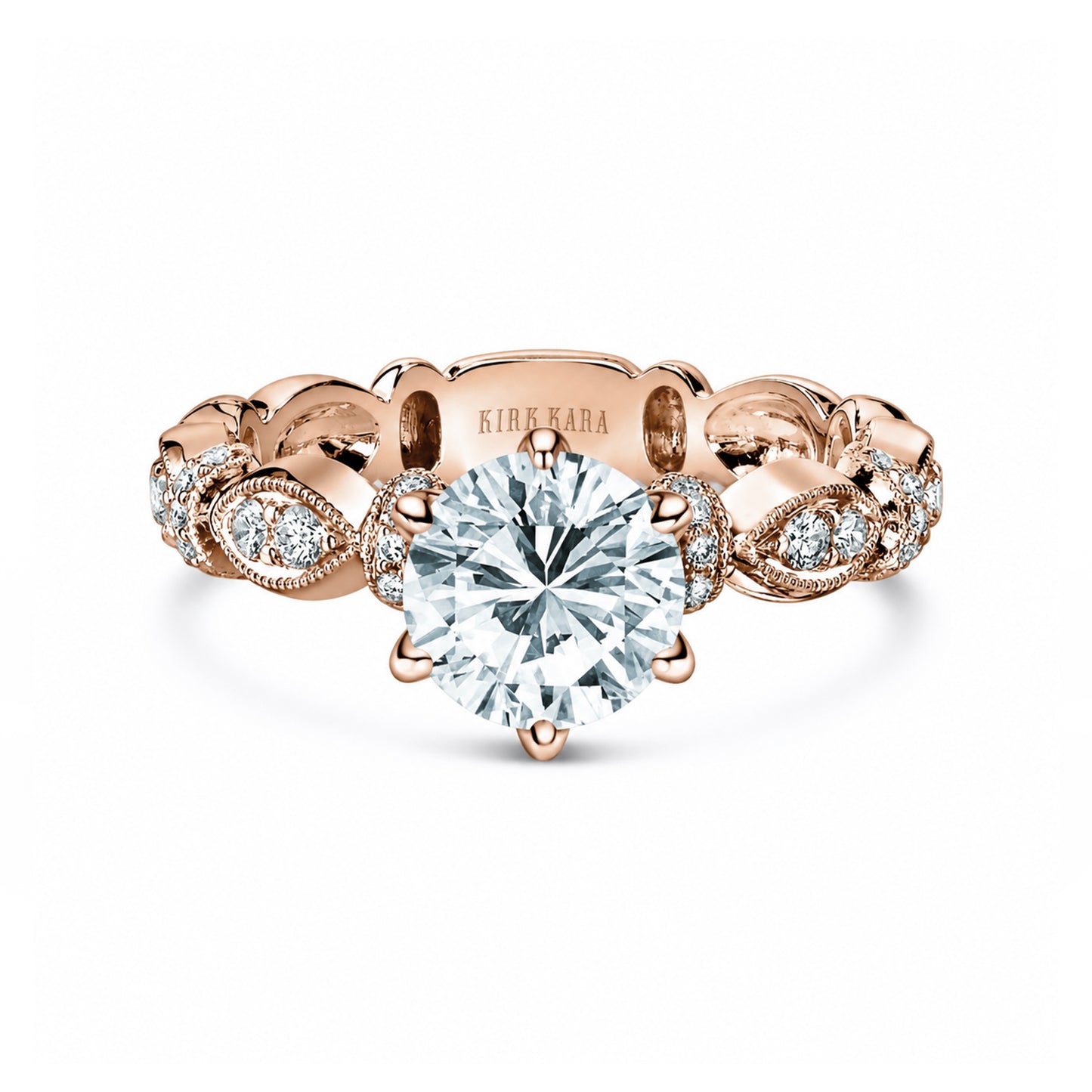Geometric Link Diamond Solitaire Engagement Ring
