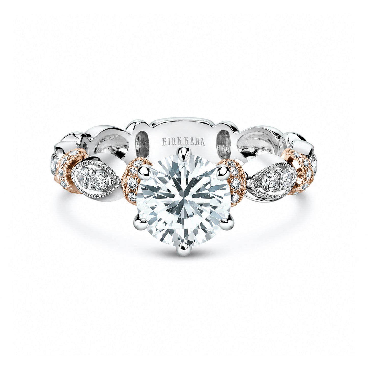 Geometric Link Diamond Solitaire Engagement Ring