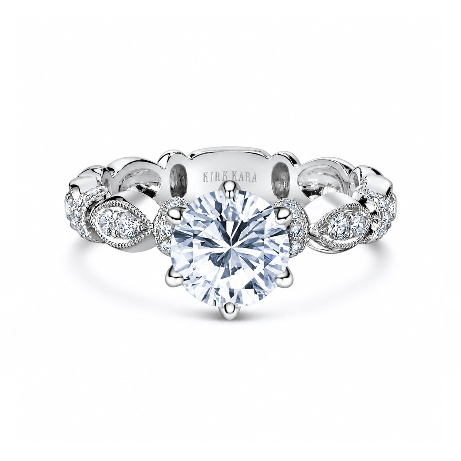 Geometric Link Diamond Solitaire Engagement Ring