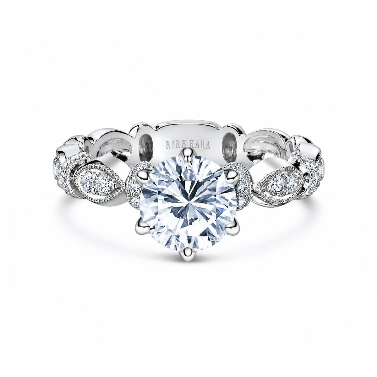 Geometric Link Diamond Solitaire Engagement Ring