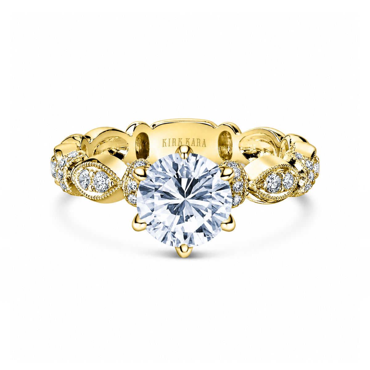 Geometric Link Diamond Solitaire Engagement Ring