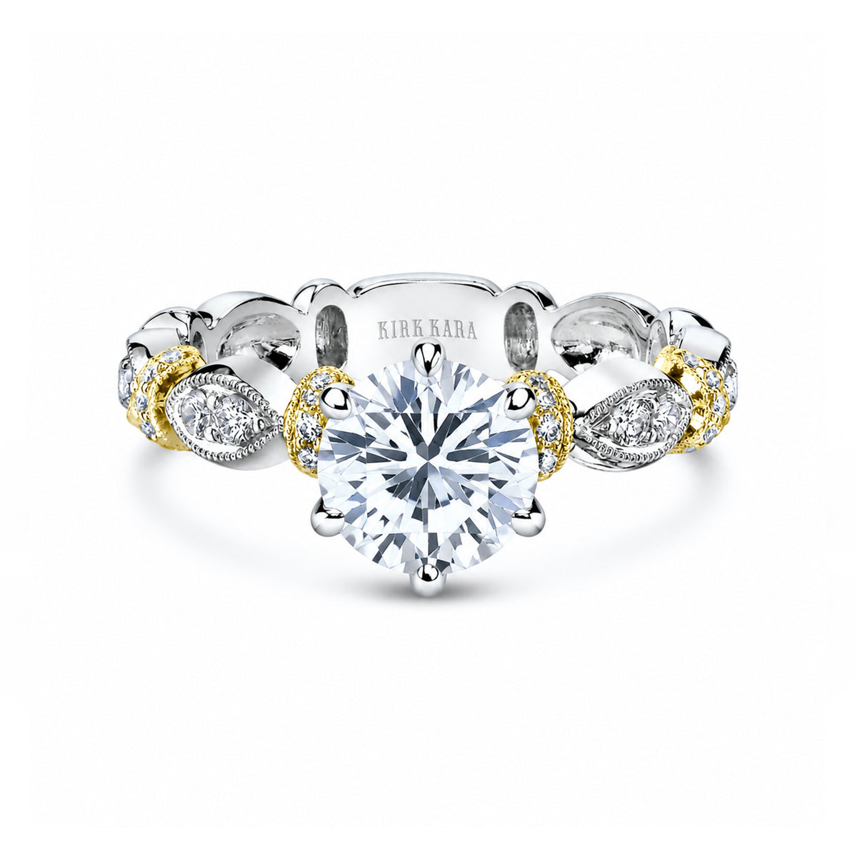 Geometric Link Diamond Solitaire Engagement Ring