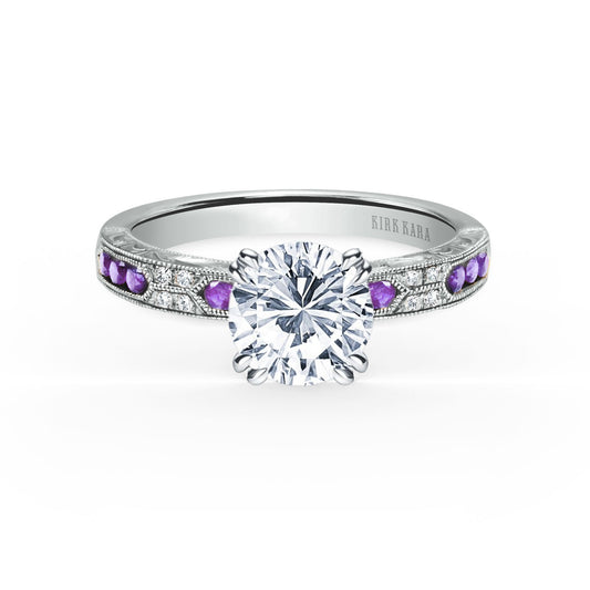Channel Set Artful Amethyst Diamond Engagement Ring