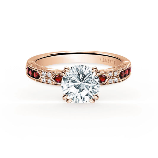 Channel Set Artful Ruby Diamond Engagement Ring