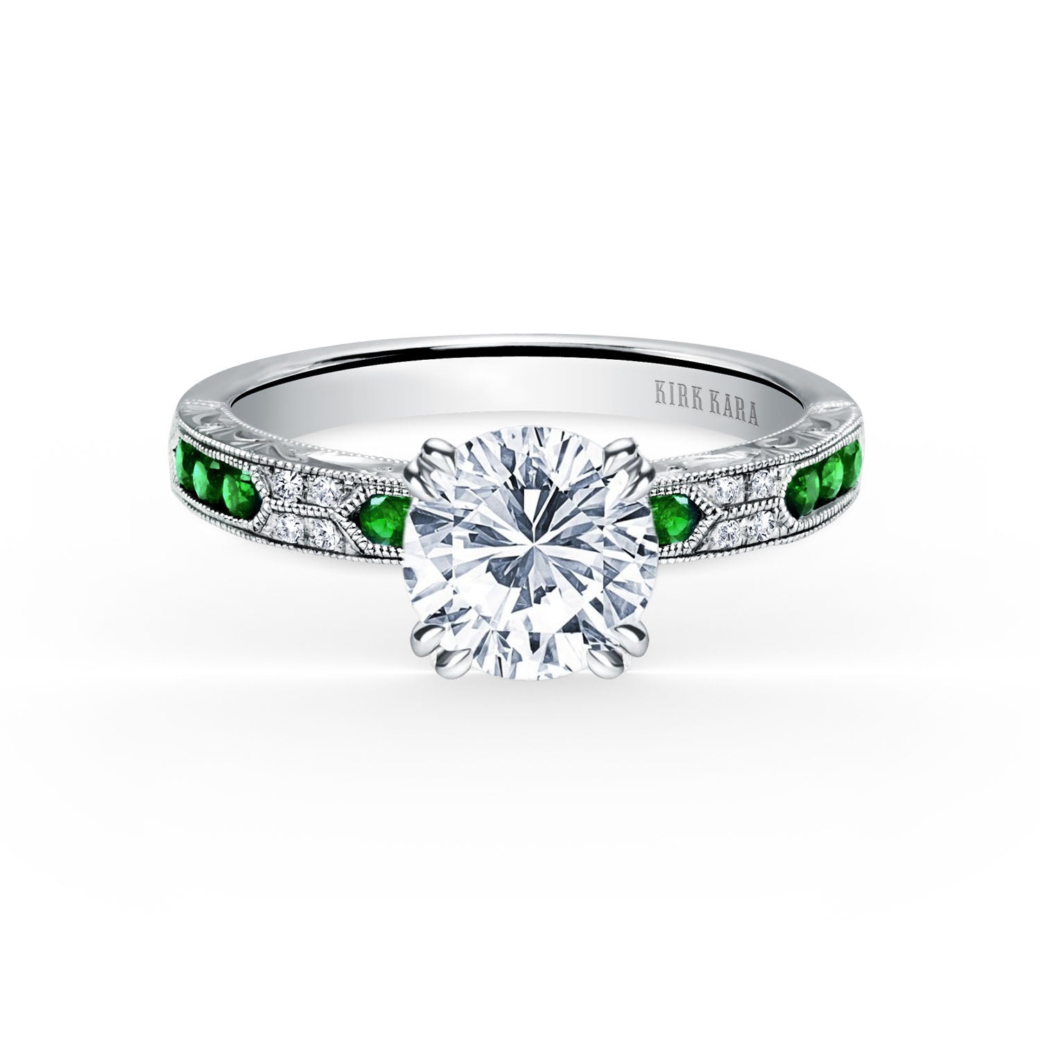 Channel Set Artful Tsavorite Diamond Engagement Ring