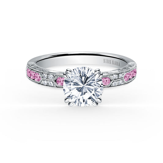 Channel Set Artful Pink Sapphire Diamond Engagement Ring