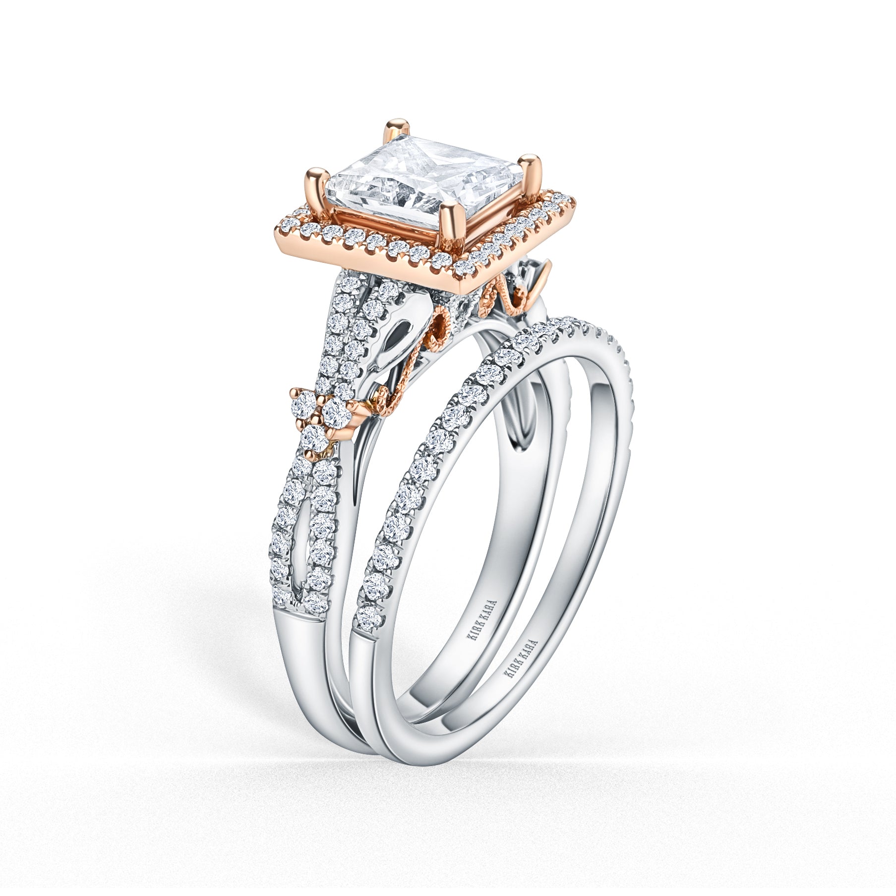 Kirk Kara Pirouetta Princess Cut Two-Tone Halo Diamond