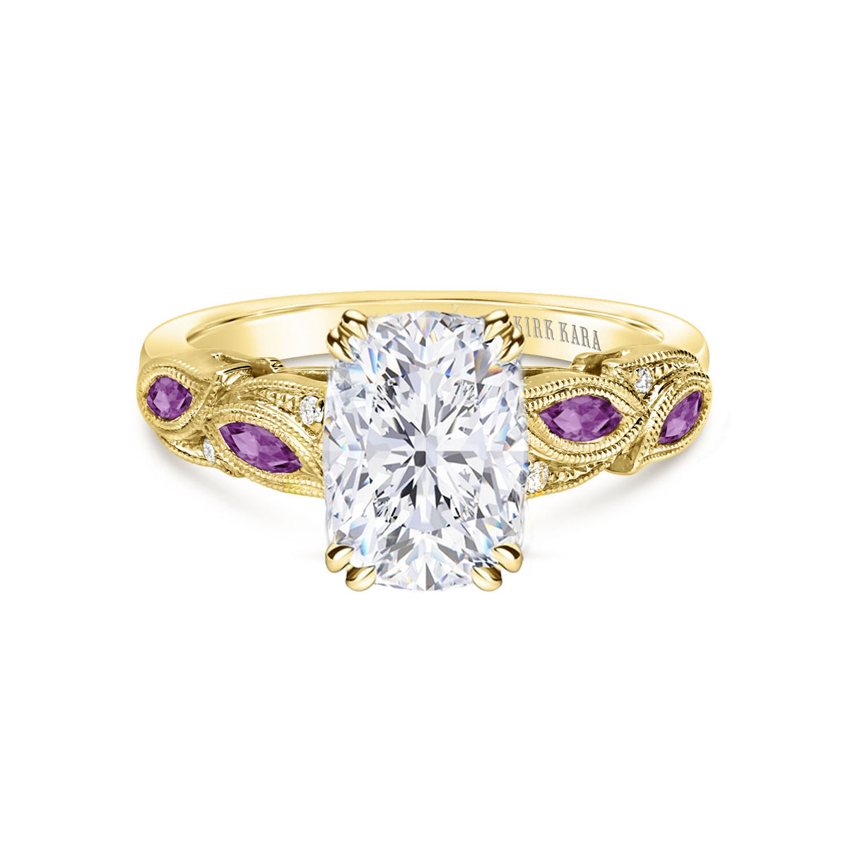 Botanical Floral Amethyst Marquise Diamond Engagement Ring