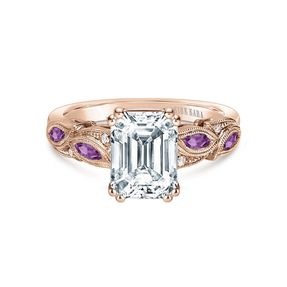 Botanical Floral Amethyst Marquise Diamond Engagement Ring