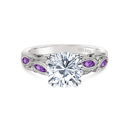 Botanical Floral Amethyst Marquise Diamond Engagement Ring