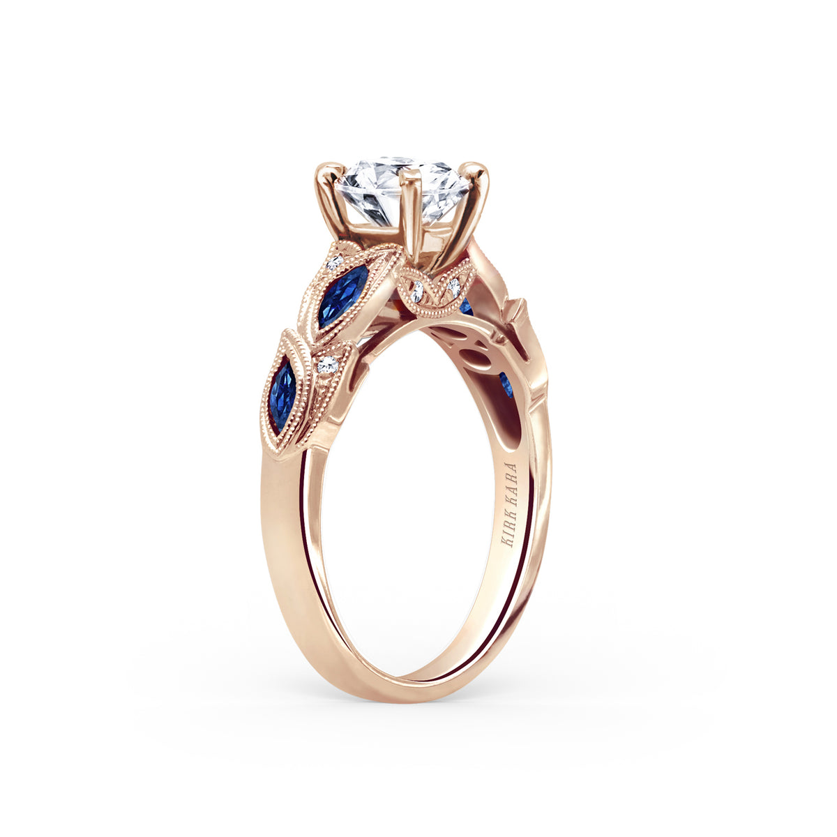 Blue Sapphire Marquise Accent Engagement Ring