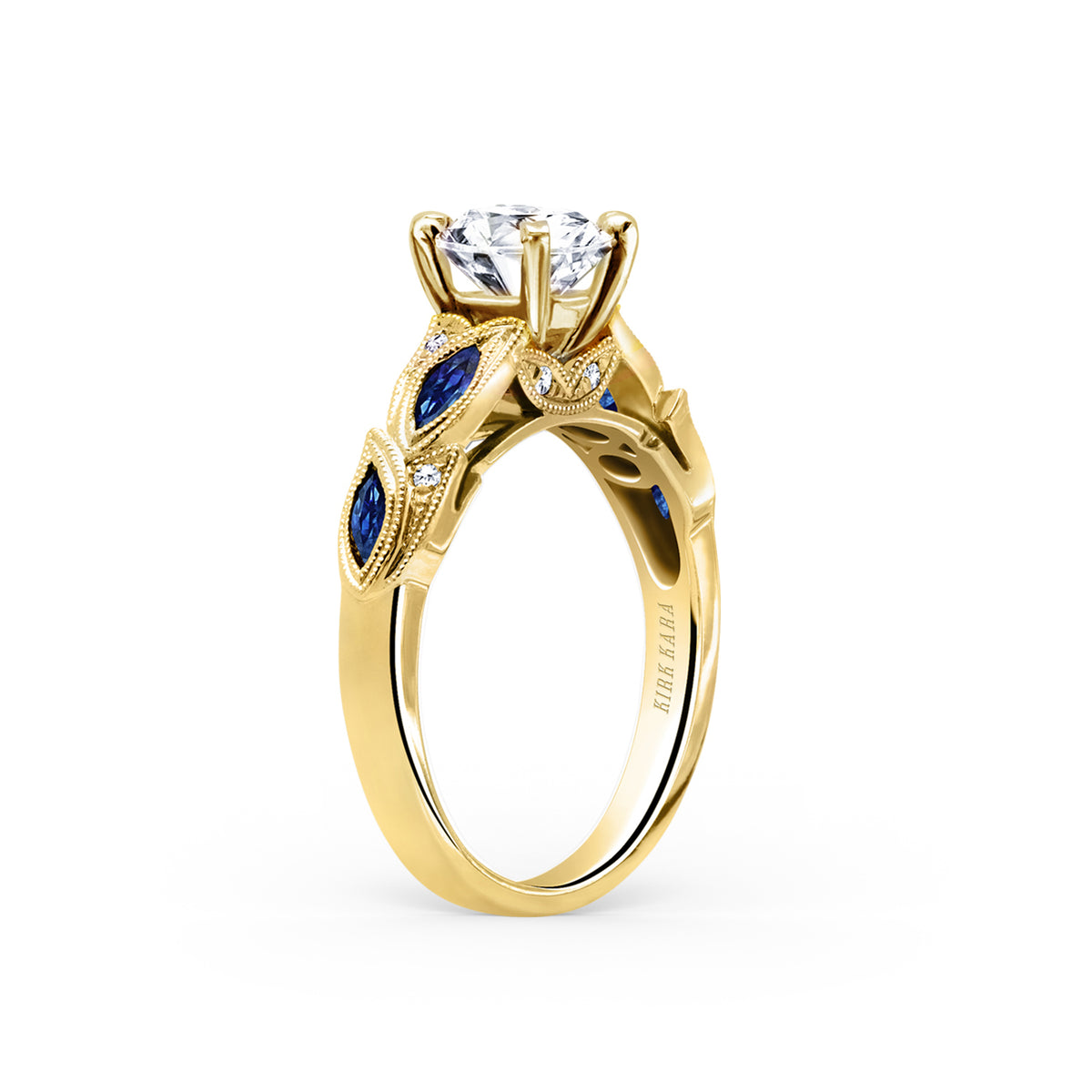 Blue Sapphire Marquise Accent Engagement Ring