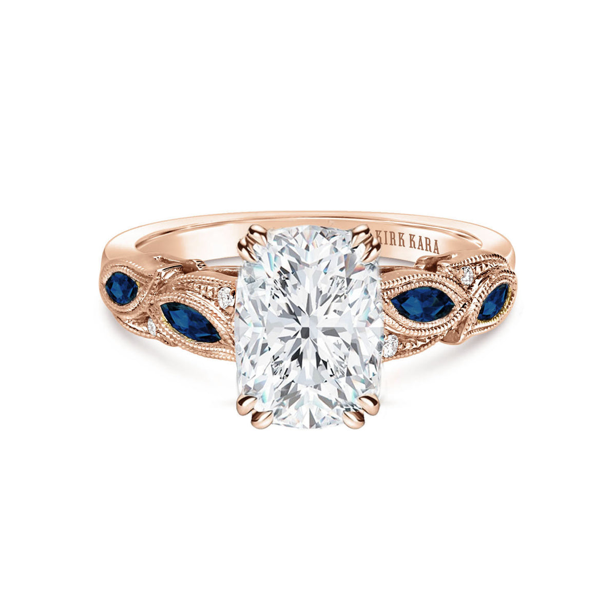 Blue Sapphire Marquise Accent Engagement Ring