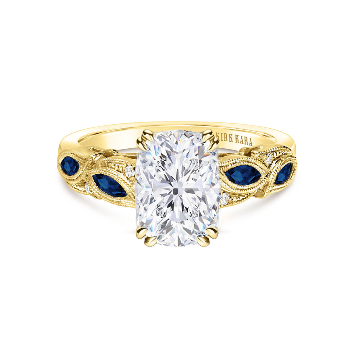 Blue Sapphire Marquise Accent Engagement Ring