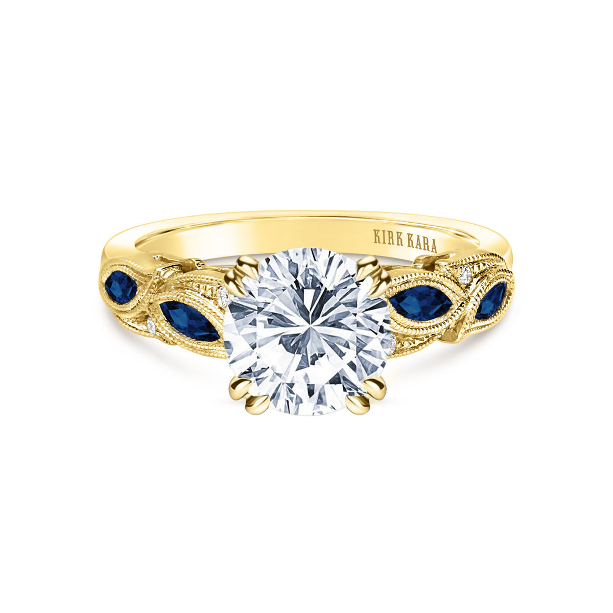 Blue Sapphire Marquise Accent Engagement Ring