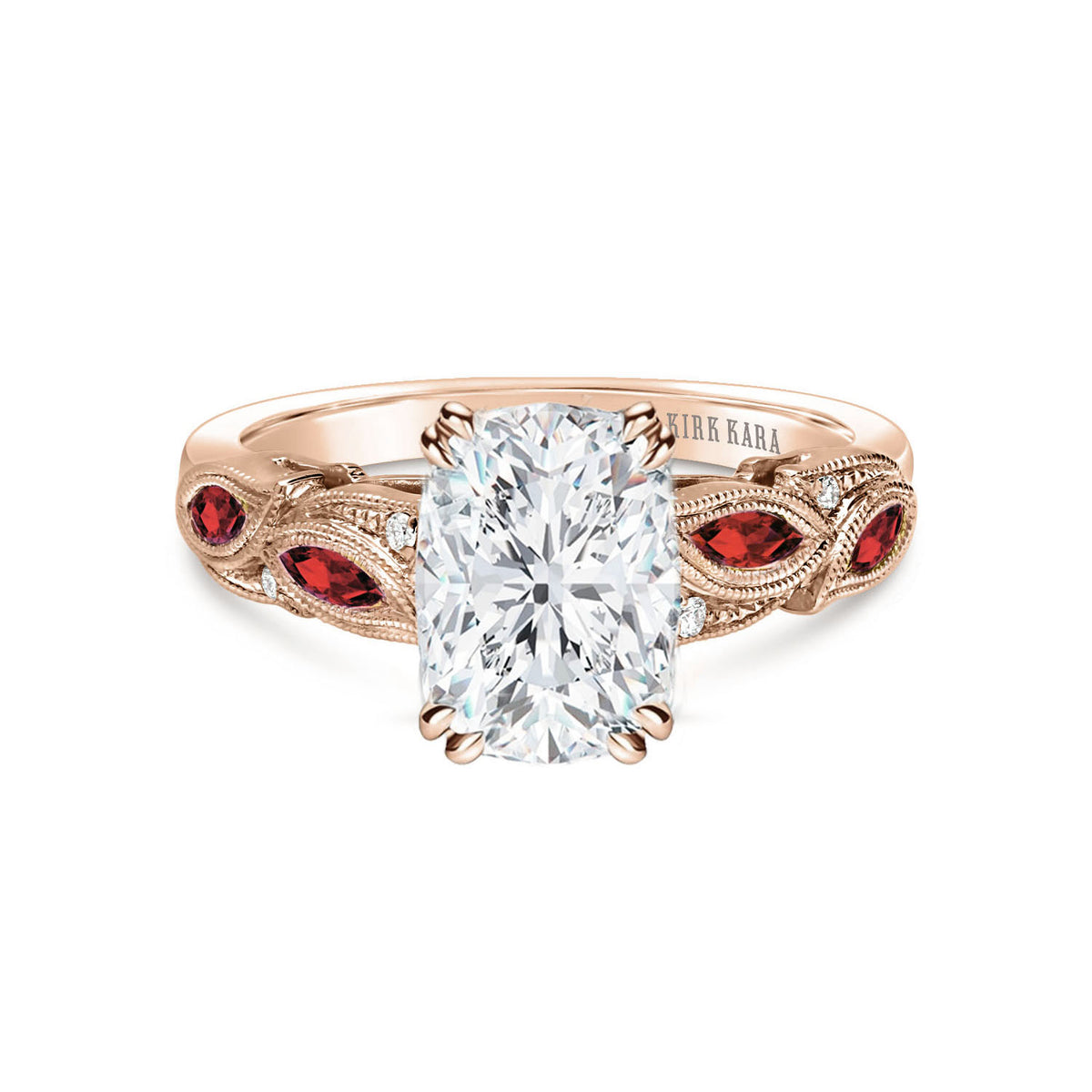 Botanical Floral Ruby Marquise Diamond Engagement Ring