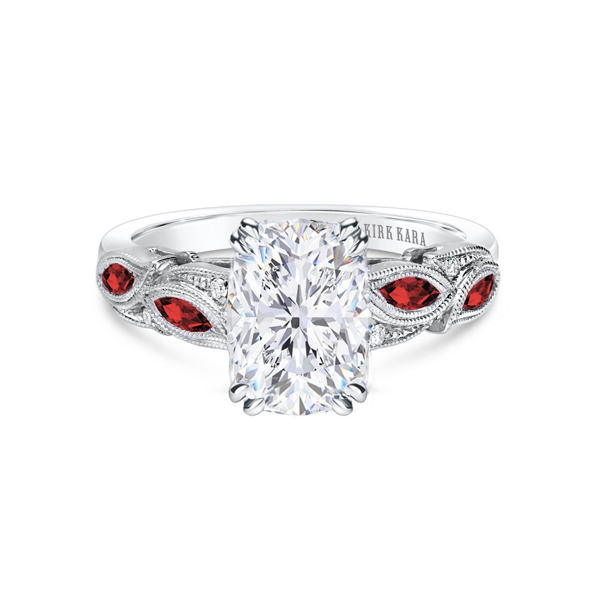 Botanical Floral Ruby Marquise Diamond Engagement Ring