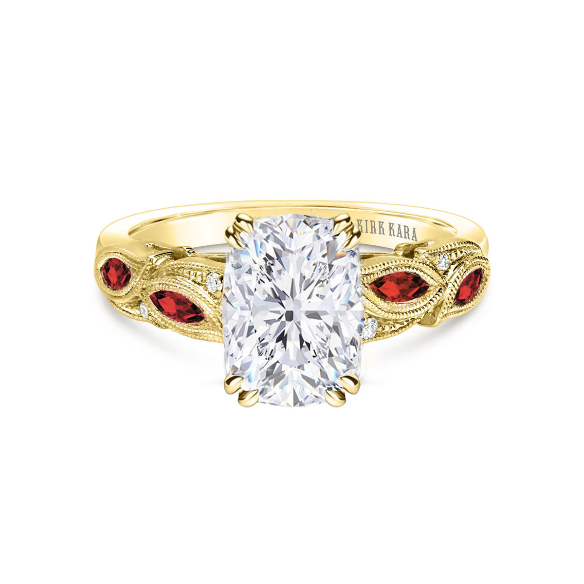 Botanical Floral Ruby Marquise Diamond Engagement Ring