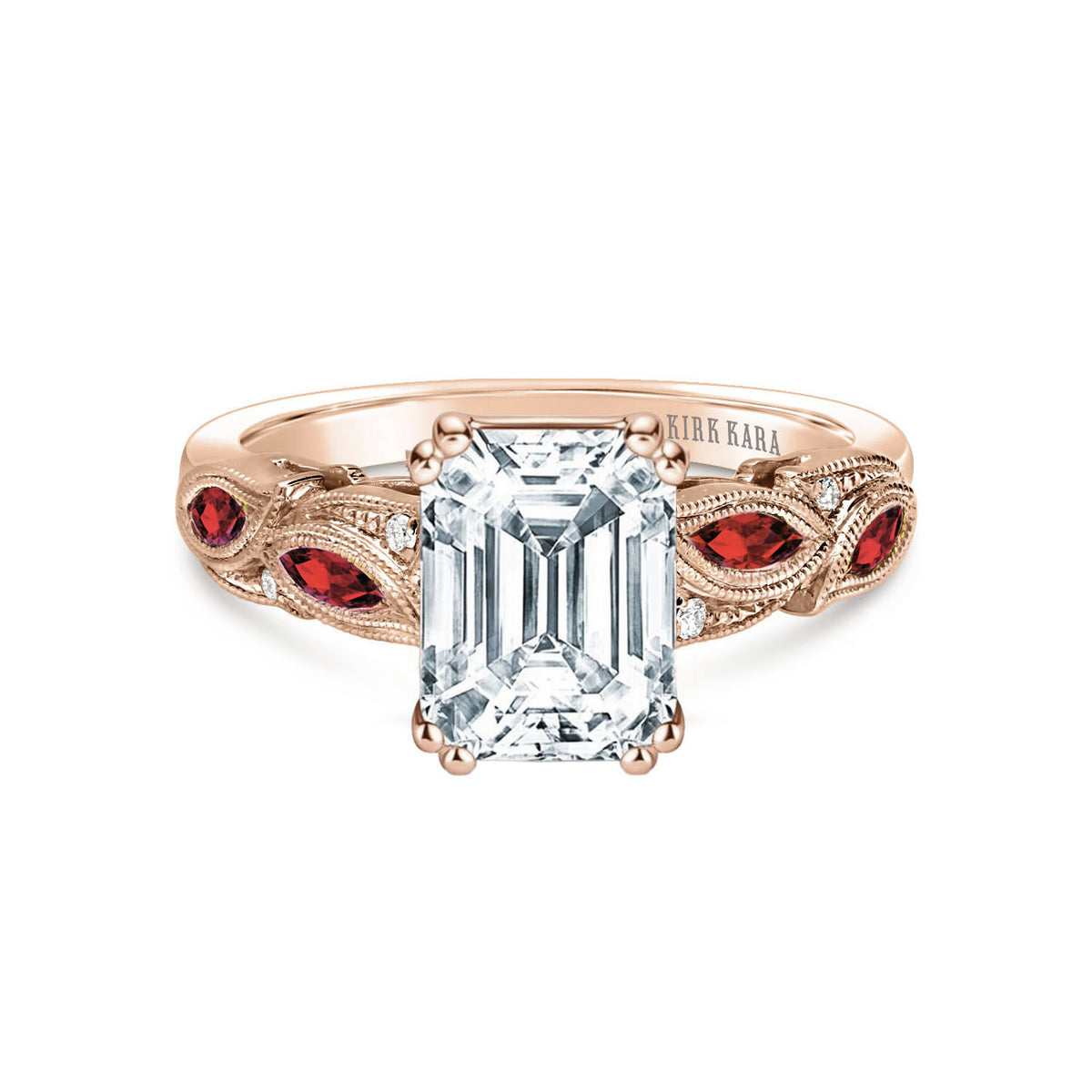 Botanical Floral Ruby Marquise Diamond Engagement Ring