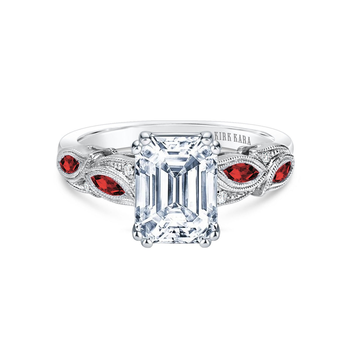 Botanical Floral Ruby Marquise Diamond Engagement Ring