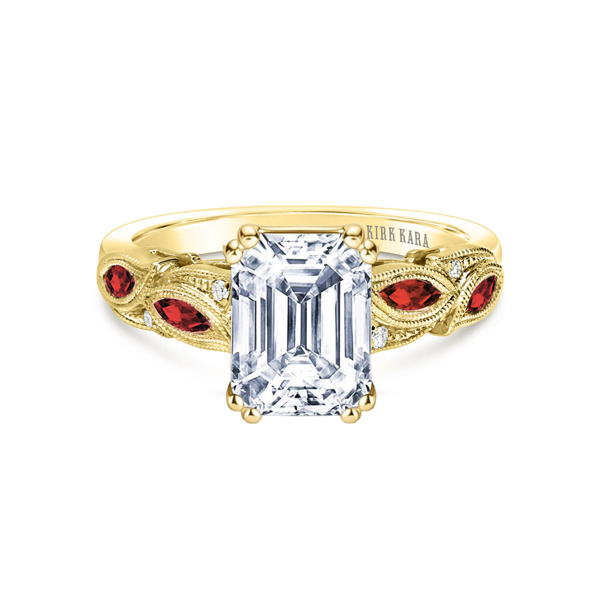 Botanical Floral Ruby Marquise Diamond Engagement Ring