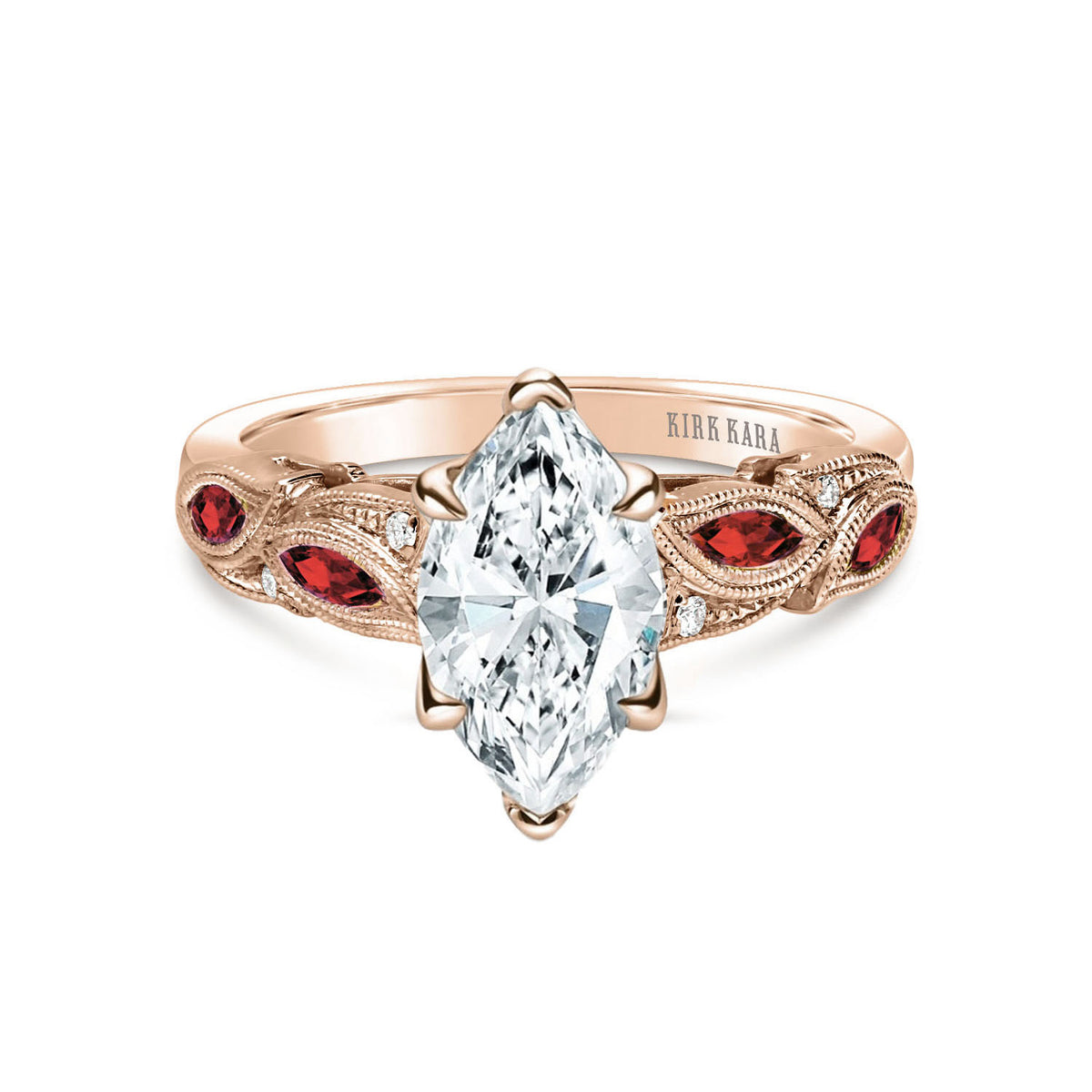 Botanical Floral Ruby Marquise Diamond Engagement Ring