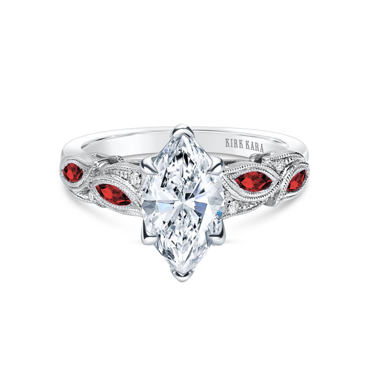 Botanical Floral Ruby Marquise Diamond Engagement Ring