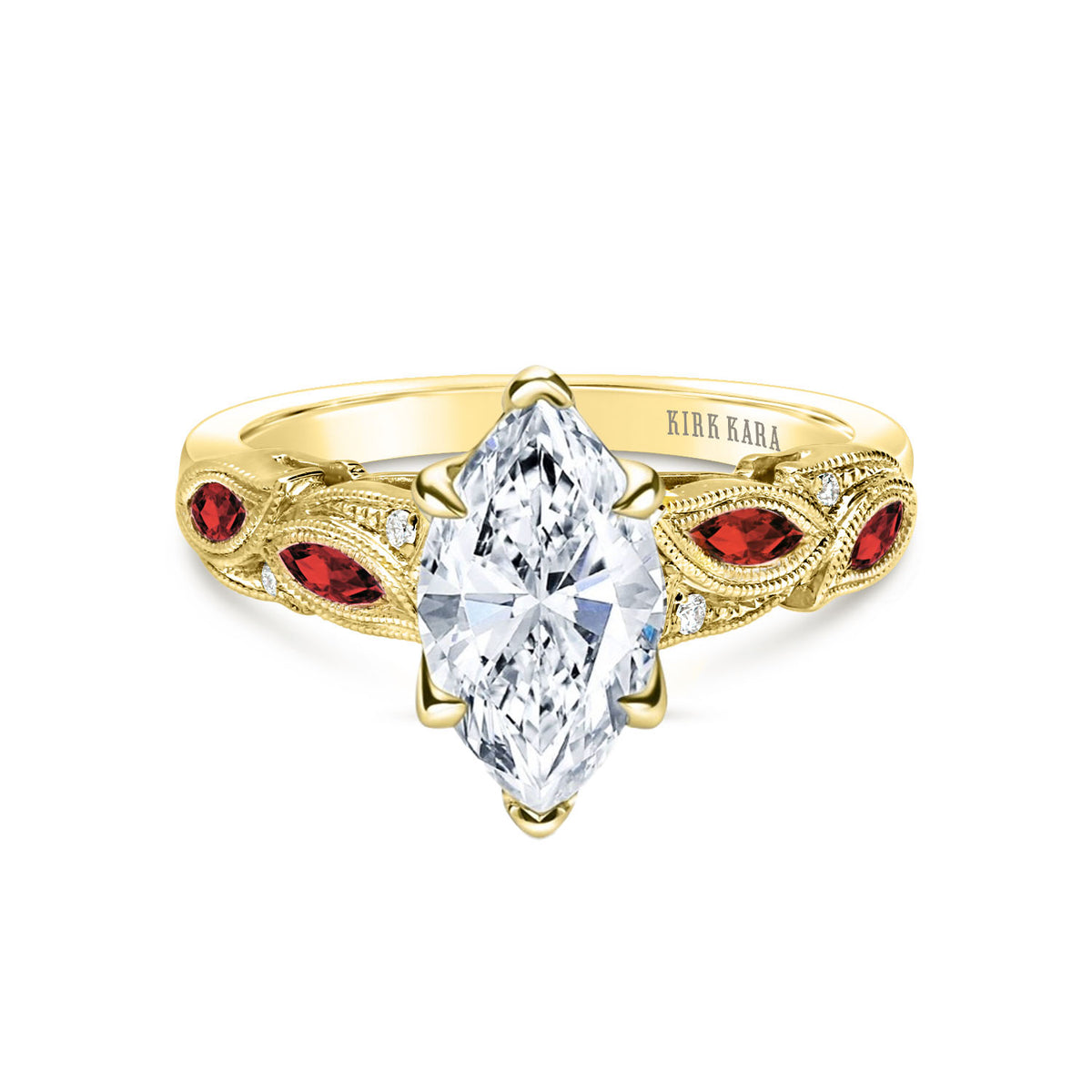 Botanical Floral Ruby Marquise Diamond Engagement Ring