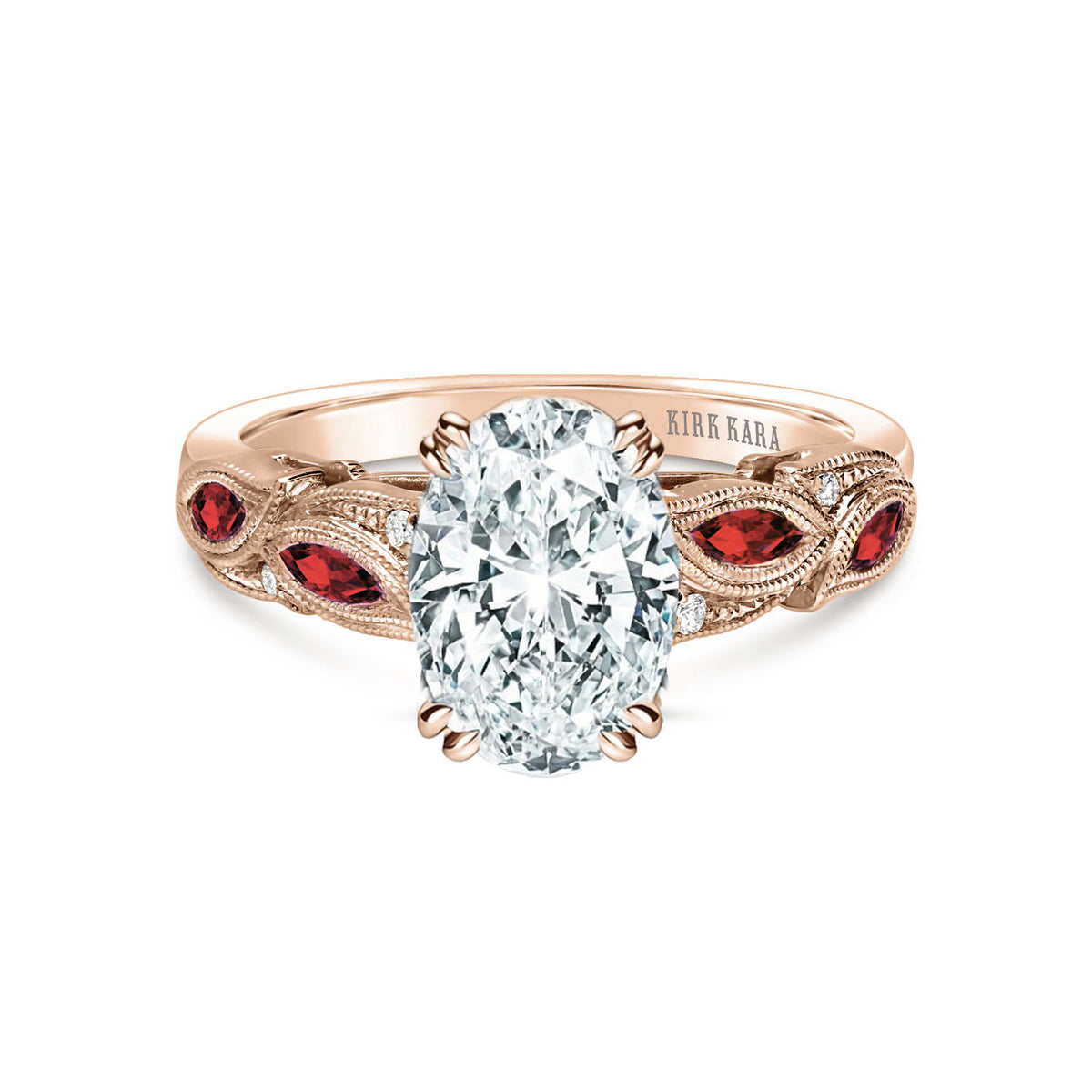 Botanical Floral Ruby Marquise Diamond Engagement Ring