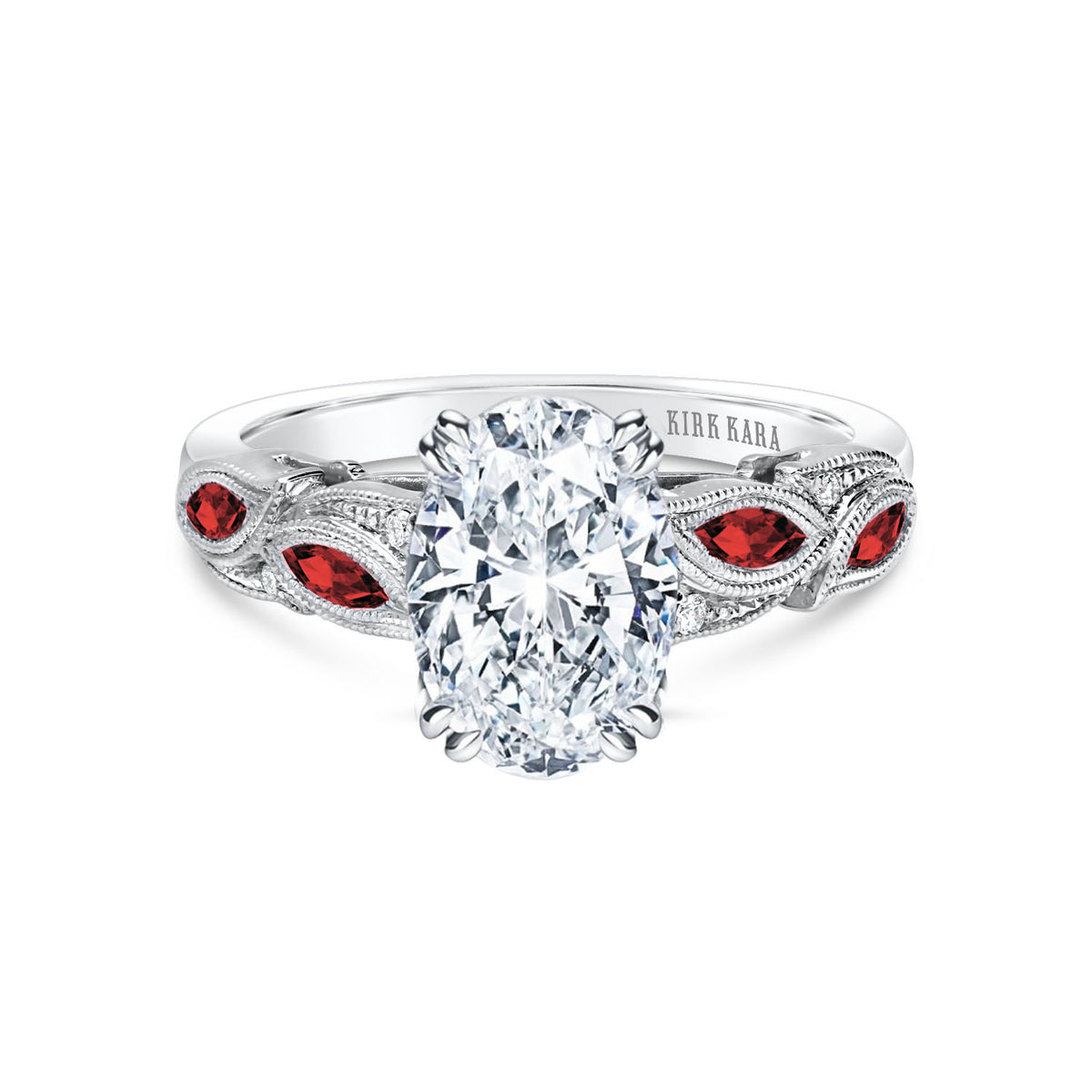 Botanical Floral Ruby Marquise Diamond Engagement Ring