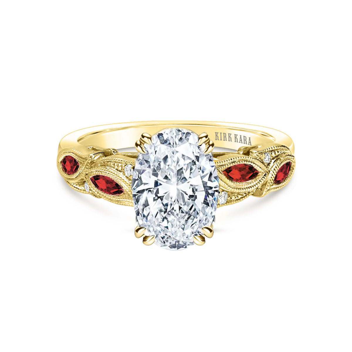 Botanical Floral Ruby Marquise Diamond Engagement Ring