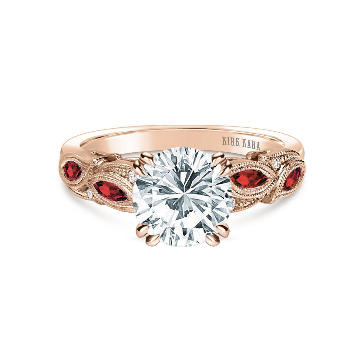 Botanical Floral Ruby Marquise Diamond Engagement Ring