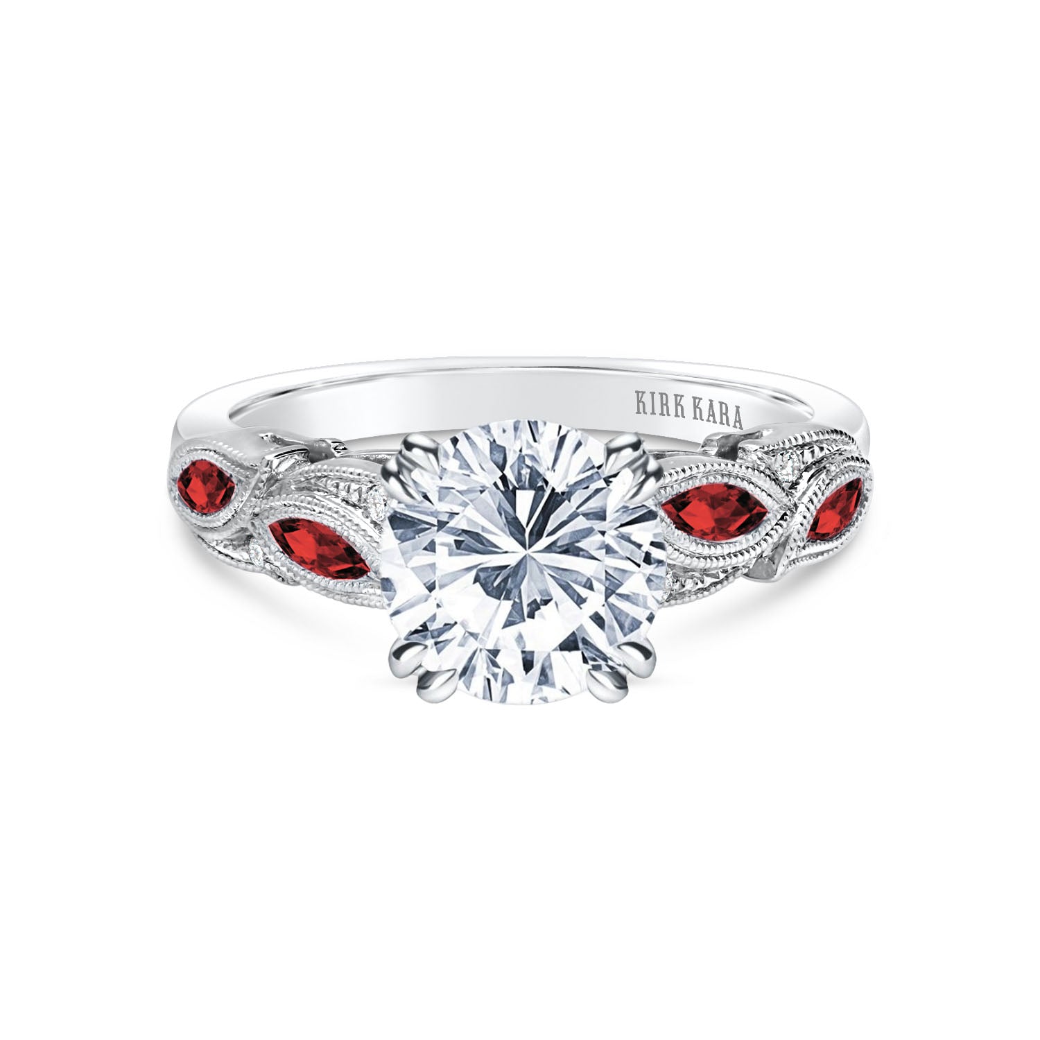 Botanical Floral Ruby Marquise Diamond Engagement Ring