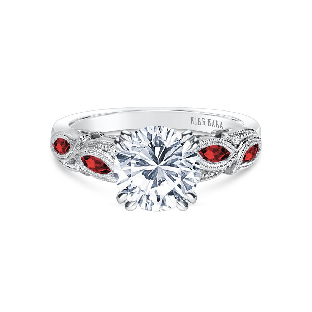 Botanical Floral Ruby Marquise Diamond Engagement Ring