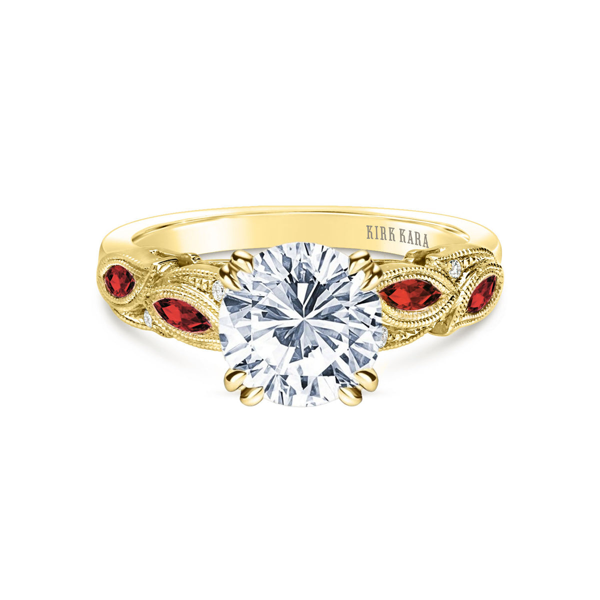 Botanical Floral Ruby Marquise Diamond Engagement Ring