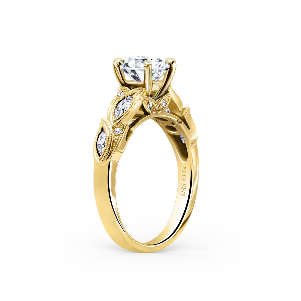 Botanical Floral Marquise Diamond Engagement Ring