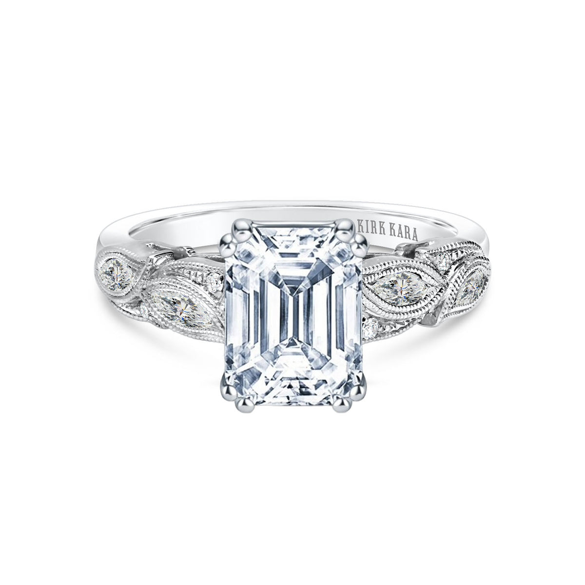 Botanical Floral Marquise Diamond Engagement Ring